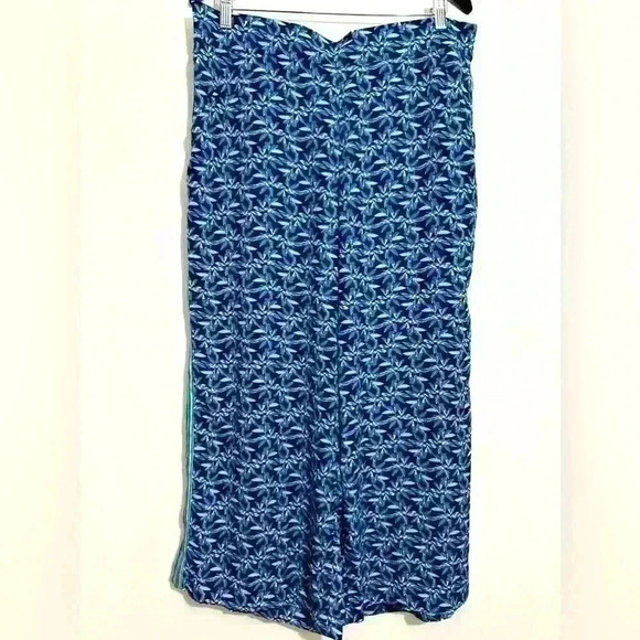 Max Studio Pants Womens Pull On Wide Leg Elastic Waist Blue Floral Size XL NWT - Picture 1 of 8
